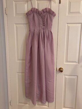 Vintage 1983 Light Lavender Prom Dress Ruffles Taffeta with Sash